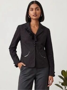 Anthropologie Hoss Intropia Cotton Round Pocket Blazer Size 40
